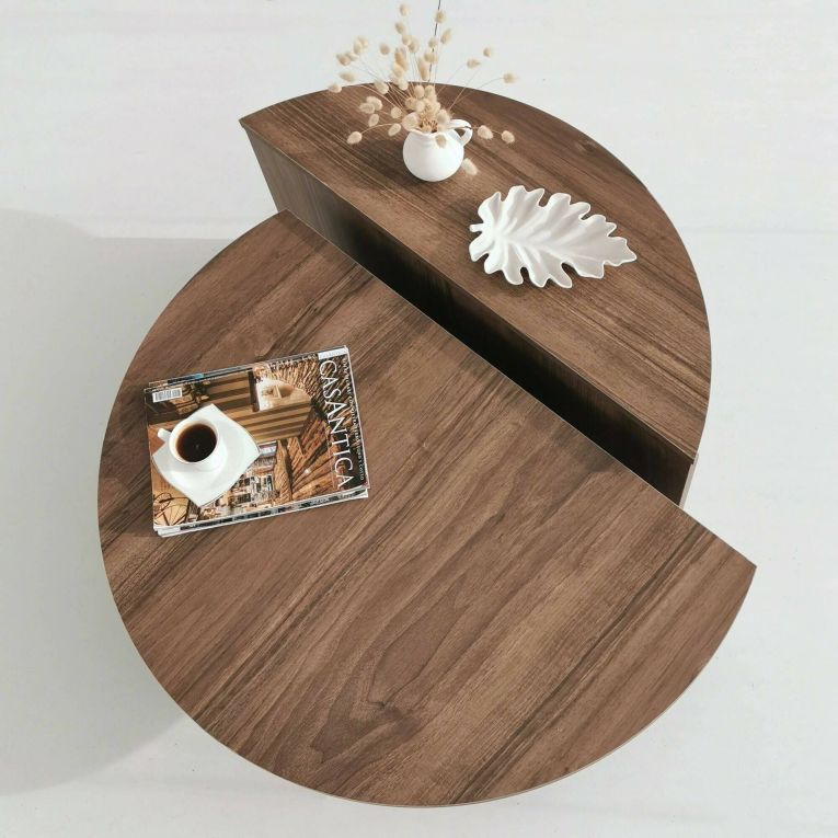 Tavolino soggiorno irregolare noce scuro 90x90x35h cm - Azim