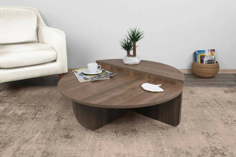 Tavolino soggiorno irregolare noce scuro 90x90x35h cm - Azim