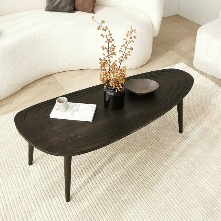 Tavolino soggiorno ovale antracite 115x50x38h cm - Eugenia