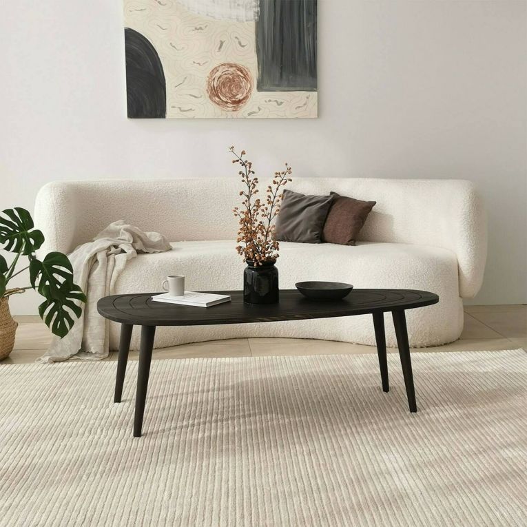 Tavolino soggiorno ovale antracite 115x50x38h cm - Eugenia
