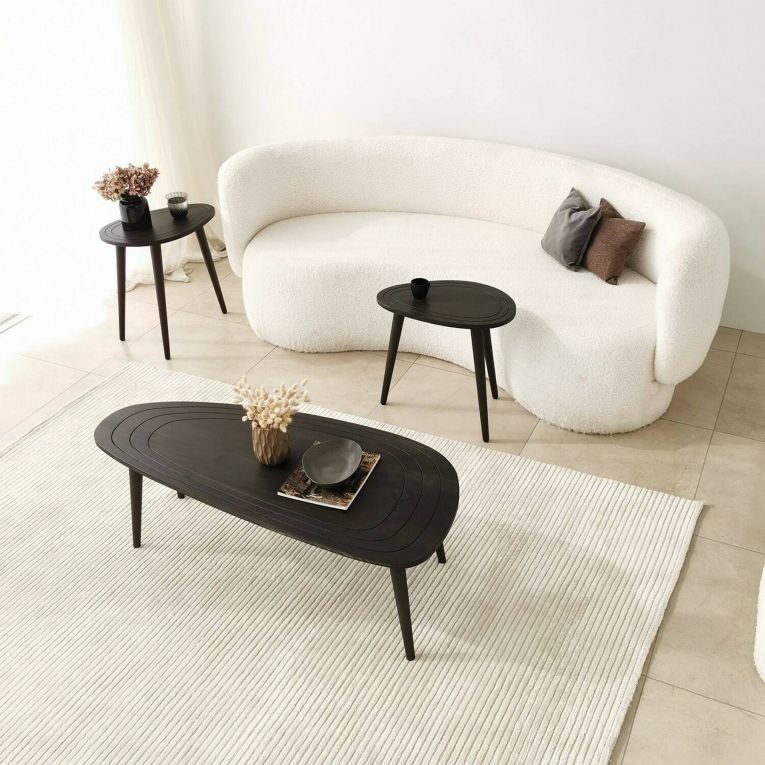 Tavolino soggiorno ovale antracite 115x50x38h cm - Eugenia