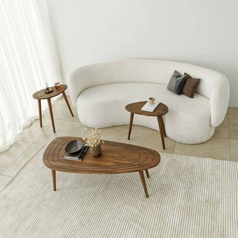 Tavolino soggiorno ovale noce 115x50x38h cm - Eugenia