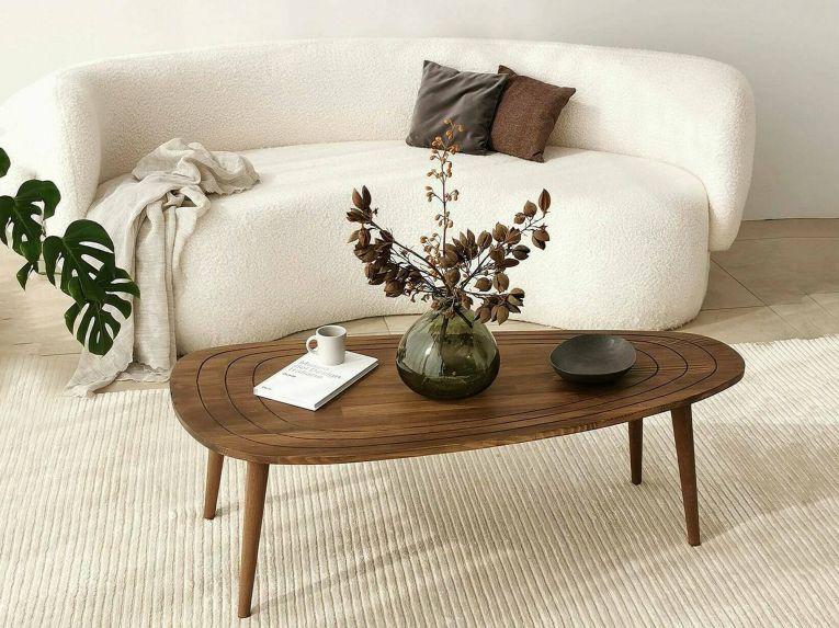 Tavolino soggiorno ovale noce 115x50x38h cm - Eugenia