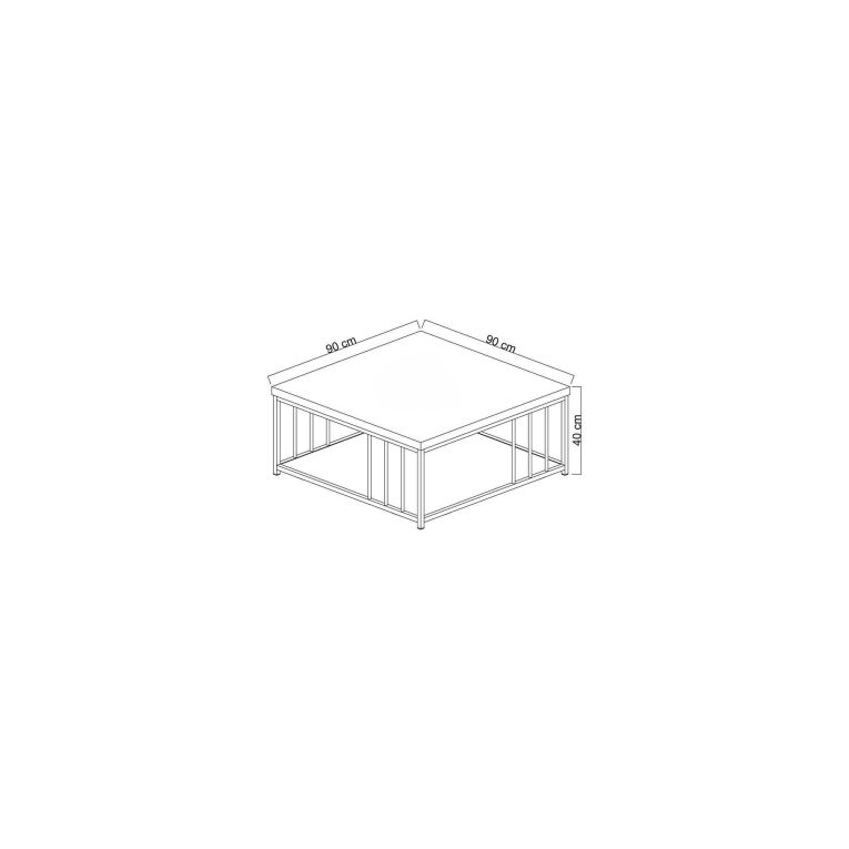 Tavolino soggiorno quadrato antracite e nero 90x90x40h cm - Raiden