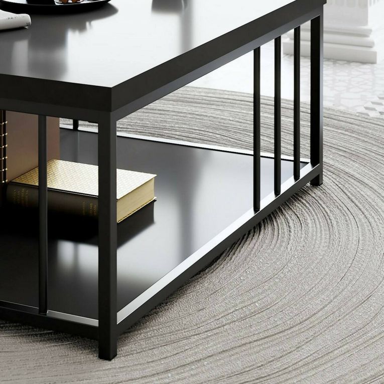 Tavolino soggiorno quadrato antracite e nero 90x90x40h cm - Raiden