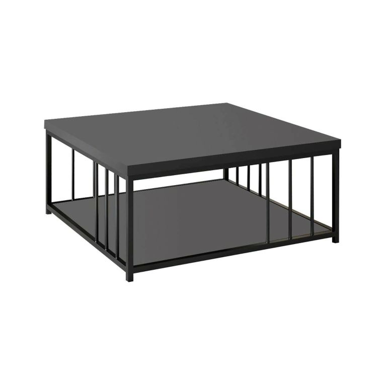 Tavolino soggiorno quadrato antracite e nero 90x90x40h cm - Raiden