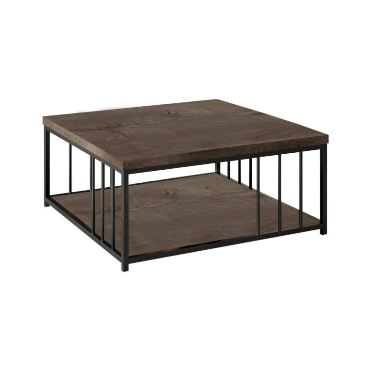Tavolino soggiorno quadrato noce e nero 90x90x40h cm - Raiden