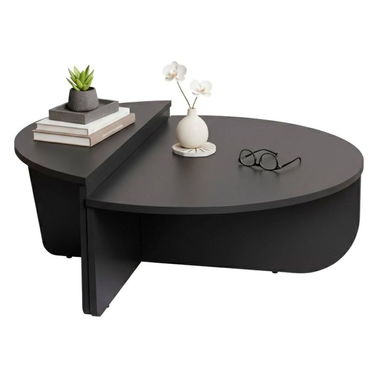 Tavolino soggiorno rettangolare angoli arrotondoti antracite 90x60x35h cm - Feyre