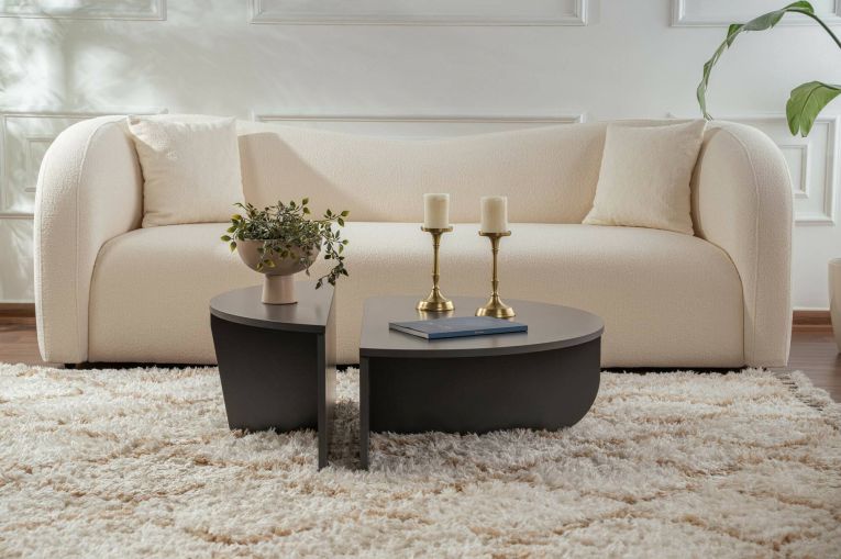 Tavolino soggiorno rettangolare angoli arrotondoti antracite 90x60x35h cm - Feyre