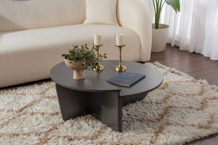 Tavolino soggiorno rettangolare angoli arrotondoti antracite 90x60x35h cm - Feyre