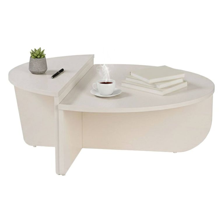 Tavolino soggiorno rettangolare angoli arrotondoti bianco 90x60x35h cm - Feyre