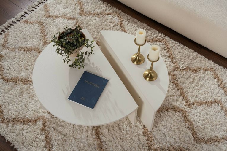 Tavolino soggiorno rettangolare angoli arrotondoti bianco 90x60x35h cm - Feyre