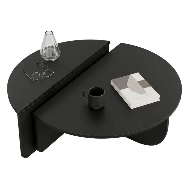 Tavolino soggiorno rettangolare angoli arrotondoti nero 90x90x35h cm - Azim