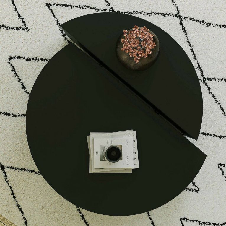 Tavolino soggiorno rettangolare angoli arrotondoti nero 90x90x35h cm - Azim