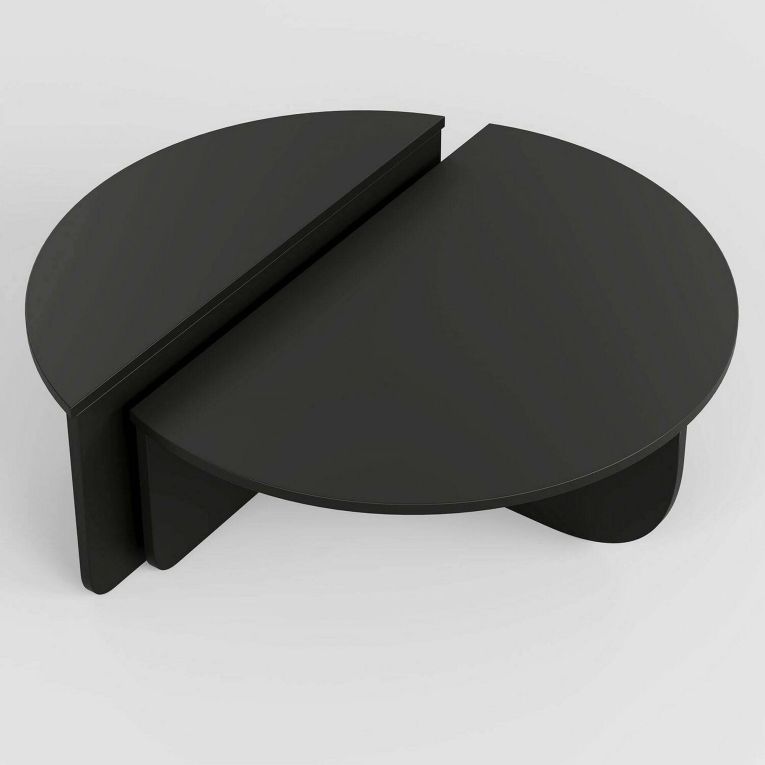 Tavolino soggiorno rettangolare angoli arrotondoti nero 90x90x35h cm - Azim