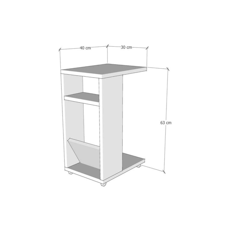 Tavolino soggiorno rettangolare antracite 30x40x63h cm - Blas