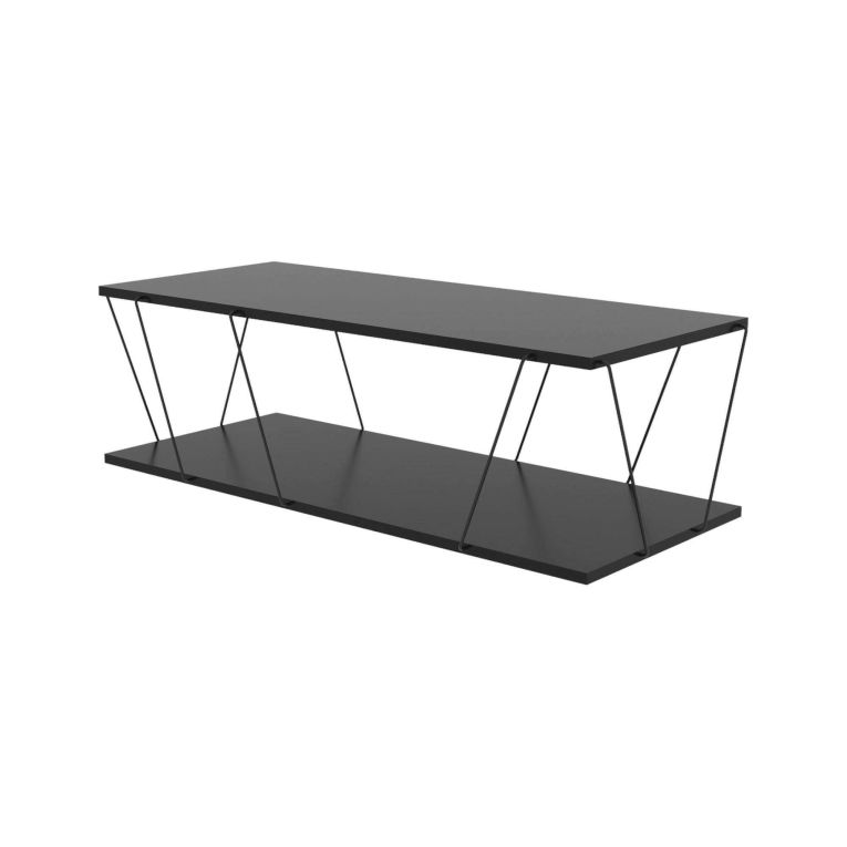 Tavolino soggiorno rettangolare antracite e nero 120x50x30h cm - Sarika