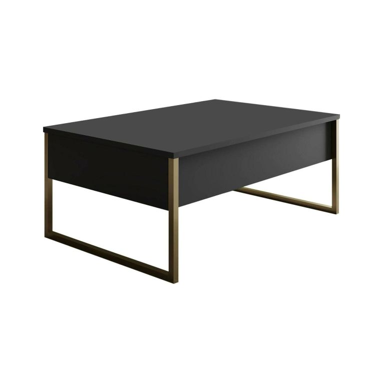 Tavolino soggiorno rettangolare antracite e oro 90x60x40h cm - Lavinia