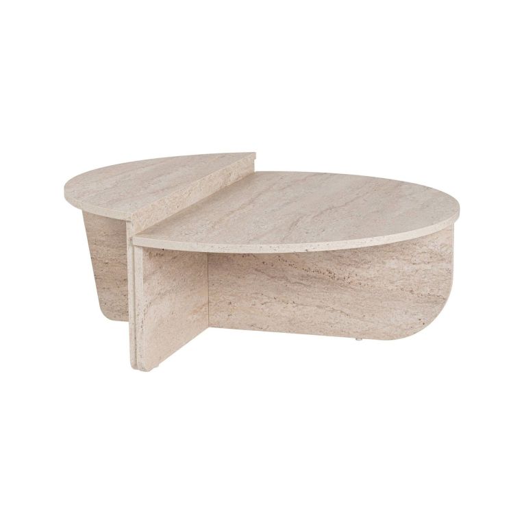 Tavolino soggiorno rettangolare beige e marmo 90x60x35h cm - Feyre