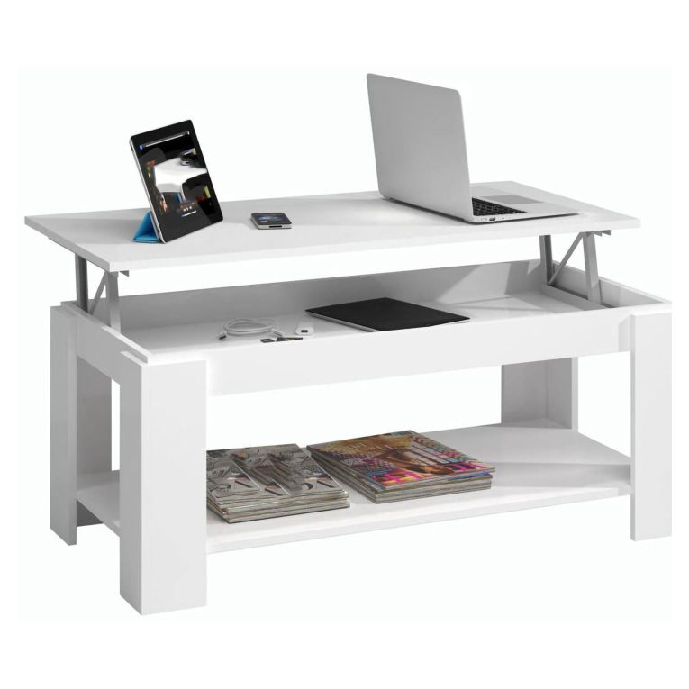 Tavolino soggiorno rettangolare bianco 102x43x50h cm - Aeolus
