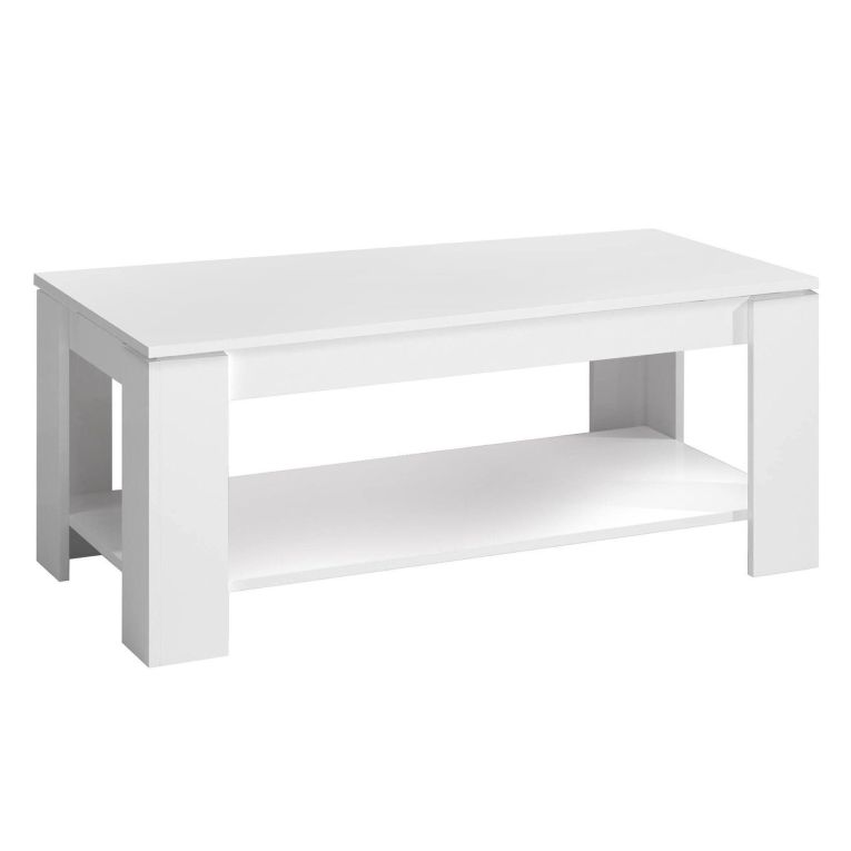 Tavolino soggiorno rettangolare bianco 102x43x50h cm - Aeolus