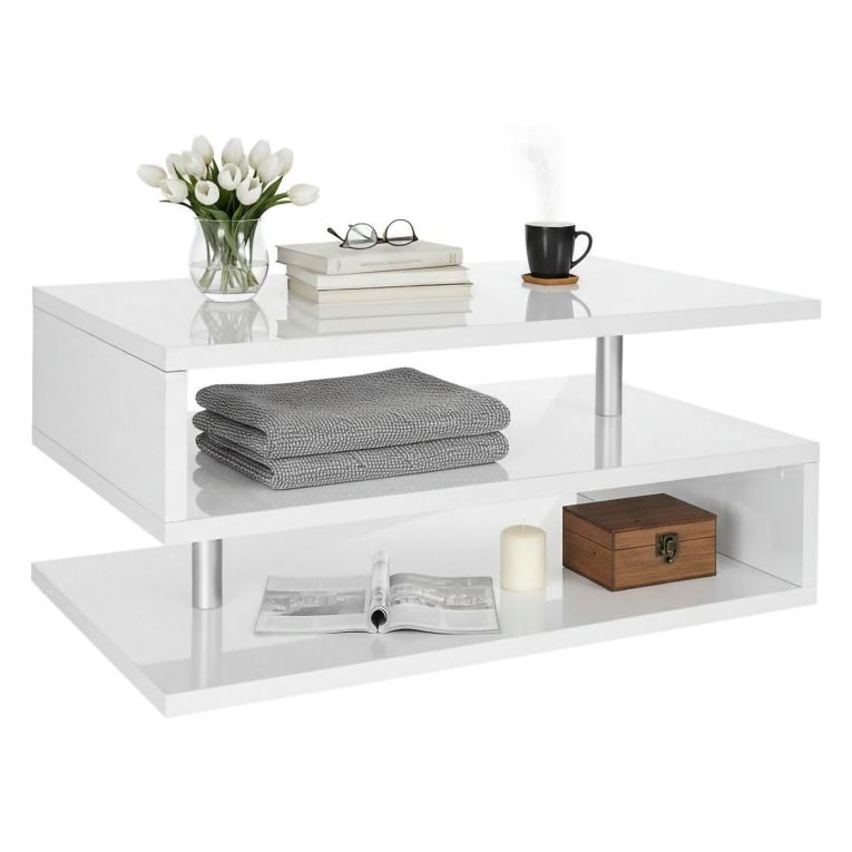 Tavolino soggiorno rettangolare bianco 90x55x41h cm - Natalia