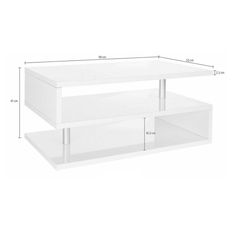 Tavolino soggiorno rettangolare bianco 90x55x41h cm - Natalia