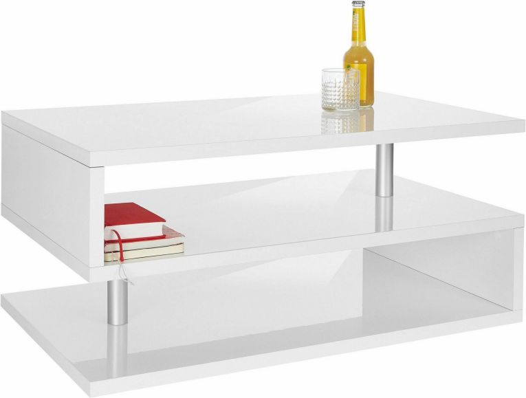 Tavolino soggiorno rettangolare bianco 90x55x41h cm - Natalia