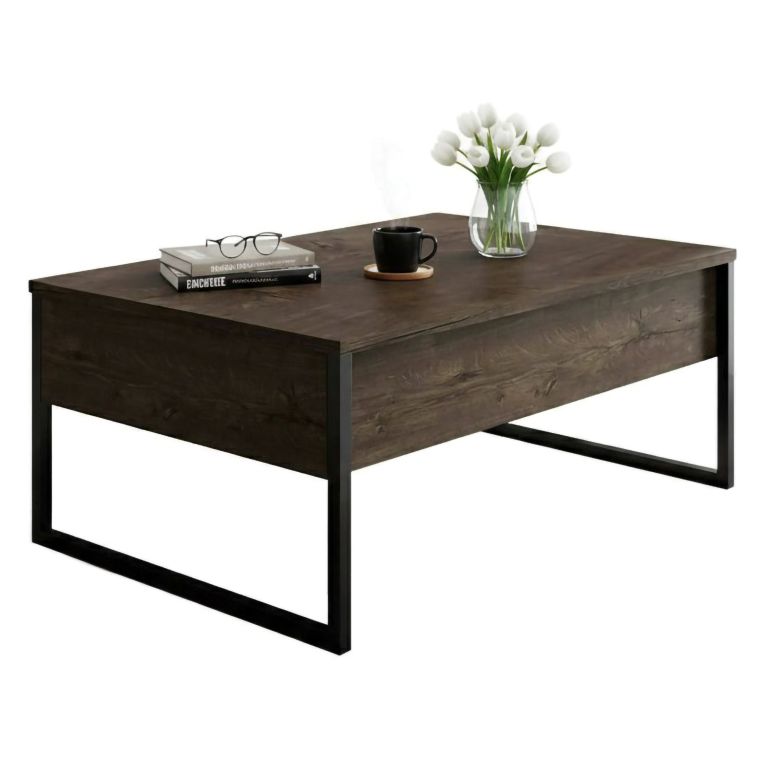 Tavolino soggiorno rettangolare noce e nero 90x60x40h cm - Lavinia