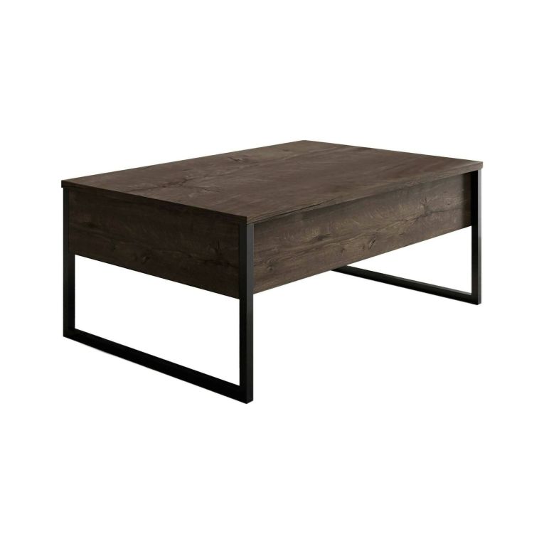 Tavolino soggiorno rettangolare noce e nero 90x60x40h cm - Lavinia