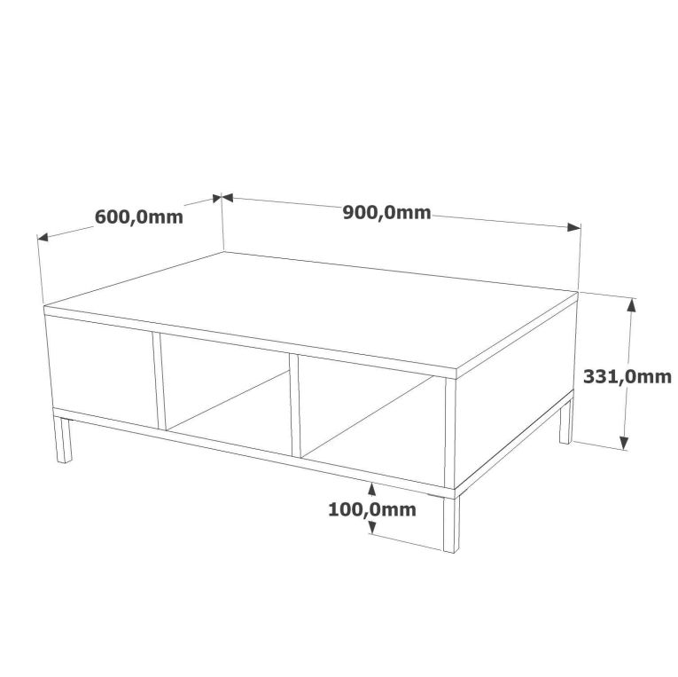 Tavolino soggiorno rettangolare quercia e antracite 90x60x33h cm - Lemie