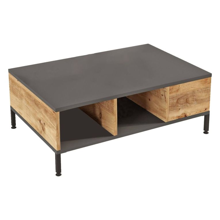 Tavolino soggiorno rettangolare quercia e antracite 90x60x33h cm - Lemie