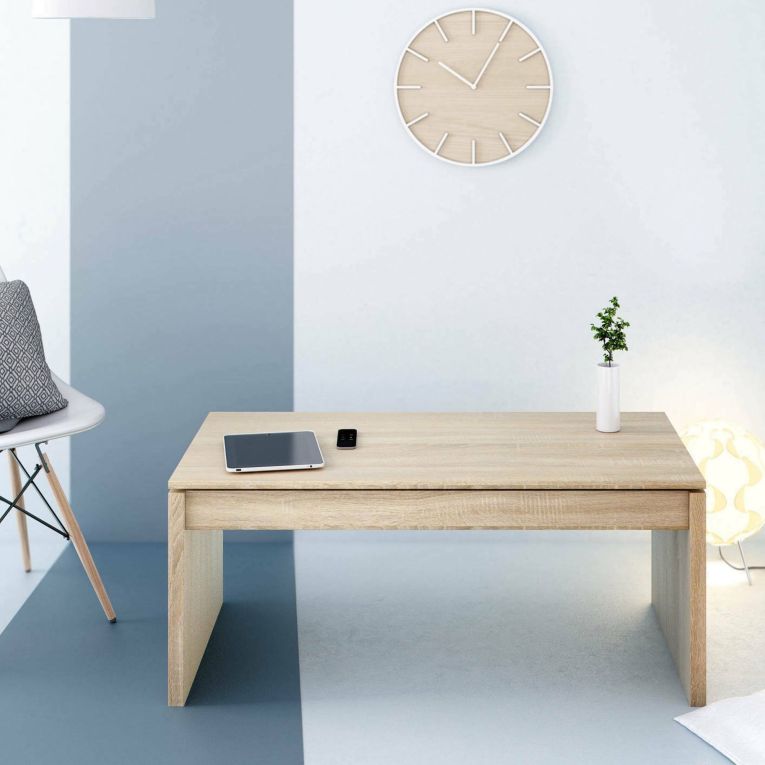 Tavolino soggiorno rettangolare rovere 102x43x50h cm contenitore - Adrina