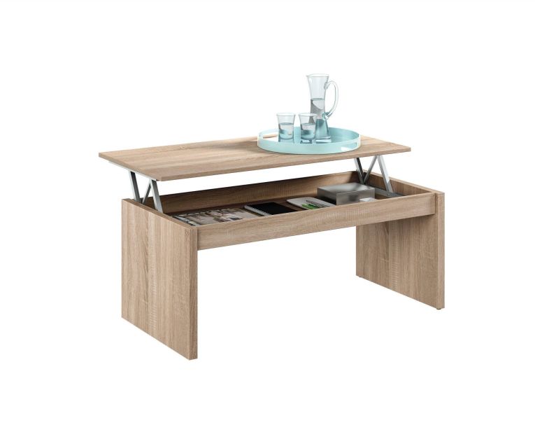Tavolino soggiorno rettangolare rovere 102x43x50h cm contenitore - Adrina