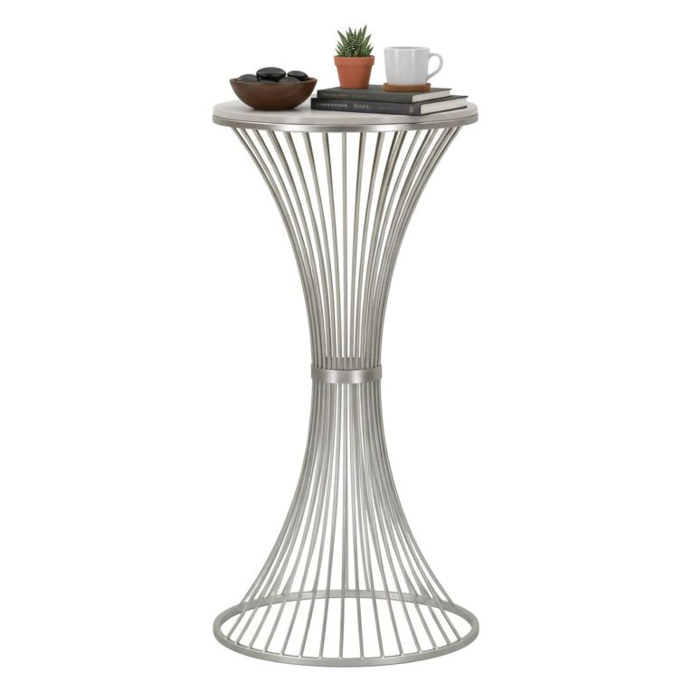 Tavolino soggiorno rotondo argento 50x50x100h cm - Merli