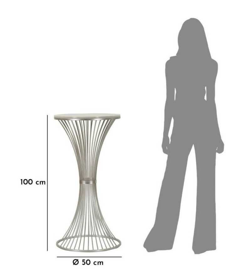 Tavolino soggiorno rotondo argento 50x50x100h cm - Merli