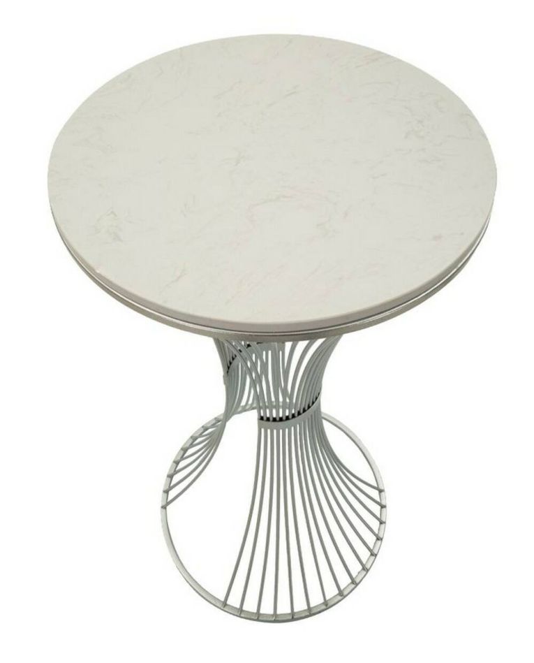 Tavolino soggiorno rotondo argento 50x50x100h cm - Merli