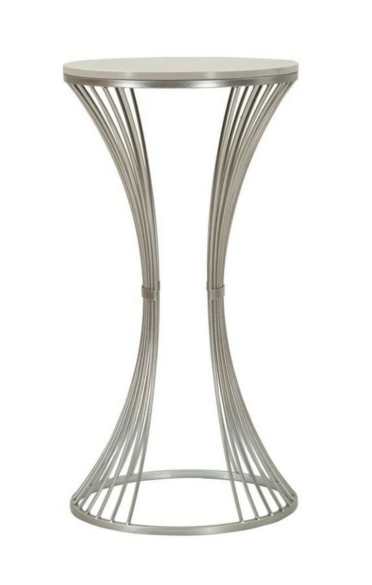 Tavolino soggiorno rotondo argento 50x50x100h cm - Merli