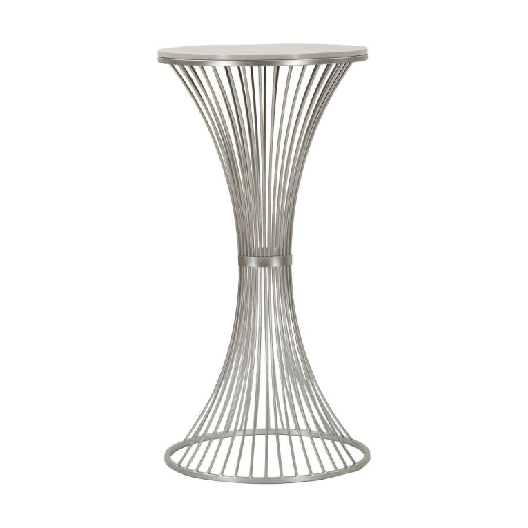 Tavolino soggiorno rotondo argento 50x50x100h cm - Merli