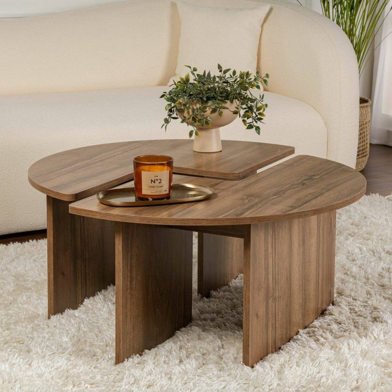 Tavolino soggiorno rotondo noce 90x90x41h cm - Tairn