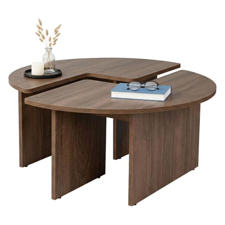 Tavolino soggiorno rotondo noce 90x90x41h cm - Tairn