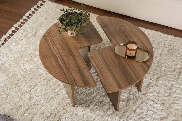 Tavolino soggiorno rotondo noce 90x90x41h cm - Tairn