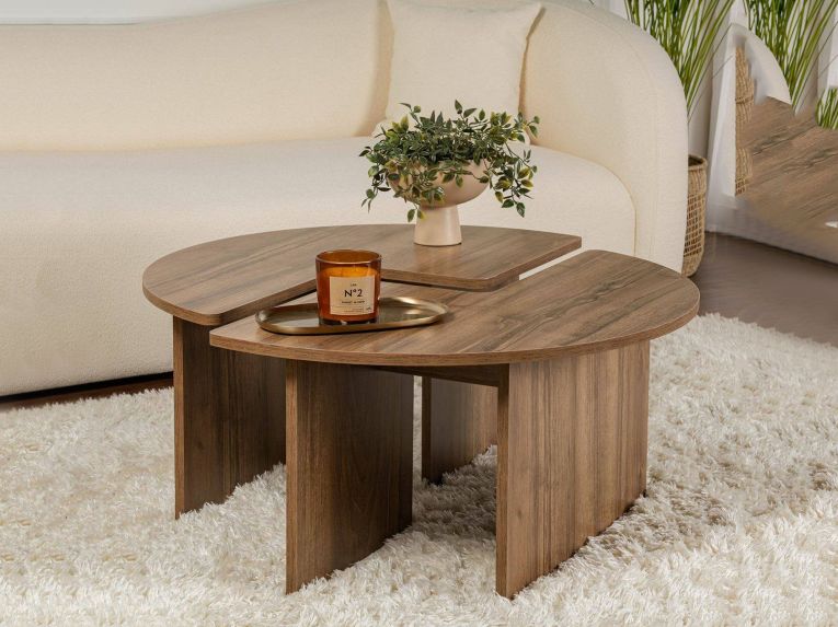 Tavolino soggiorno rotondo noce 90x90x41h cm - Tairn