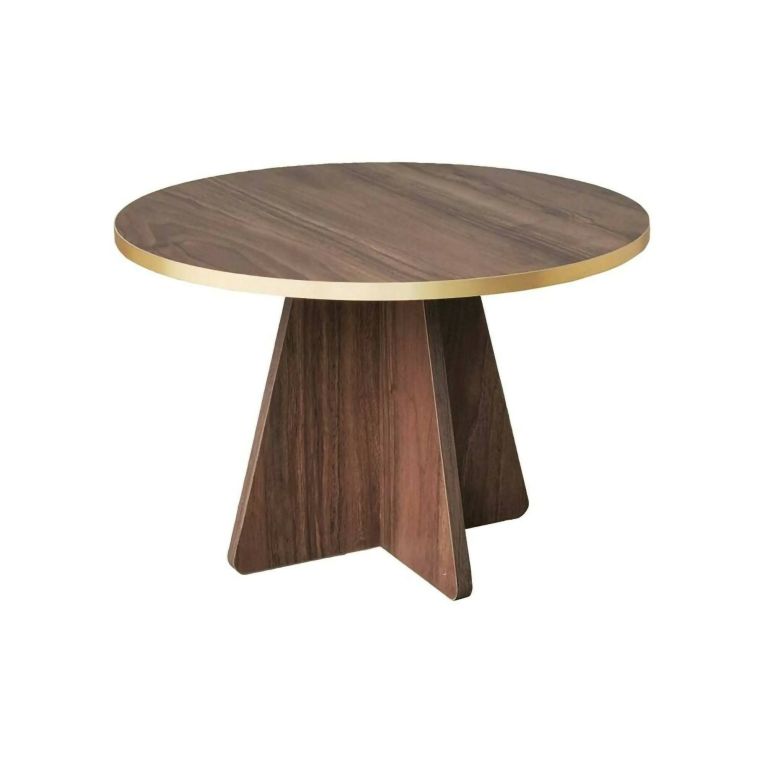 Tavolino soggiorno rotondo oro e noce 60x60x40h cm - Armanda