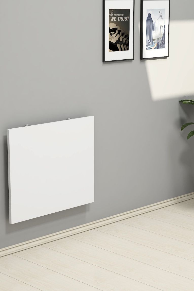 Tavolo a scomparsa Bianco Grigio un Posto Forma Rettangolare 60x50x2h cm, Peso Supportato 20 kg - Lessolo