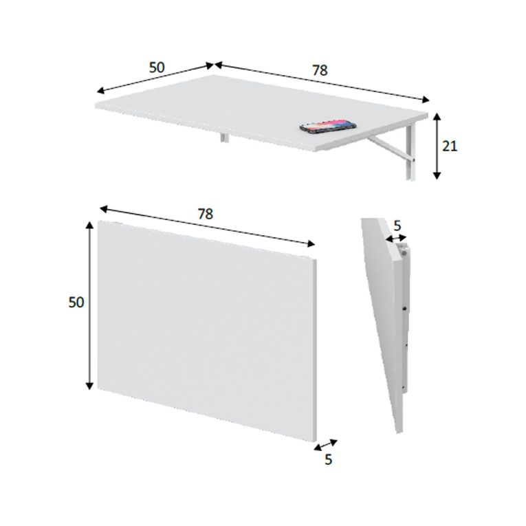 Tavolo a scomparsa Bianco un Posto Salvaspazio 78x50x21h cm, Forma Rettangolare - Grandate