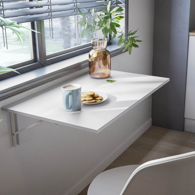 Tavolo a scomparsa Bianco un Posto Salvaspazio 78x50x21h cm, Forma Rettangolare - Grandate