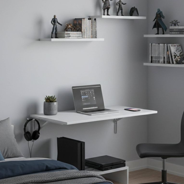 Tavolo a scomparsa Bianco un Posto Salvaspazio 78x50x21h cm, Forma Rettangolare - Grandate