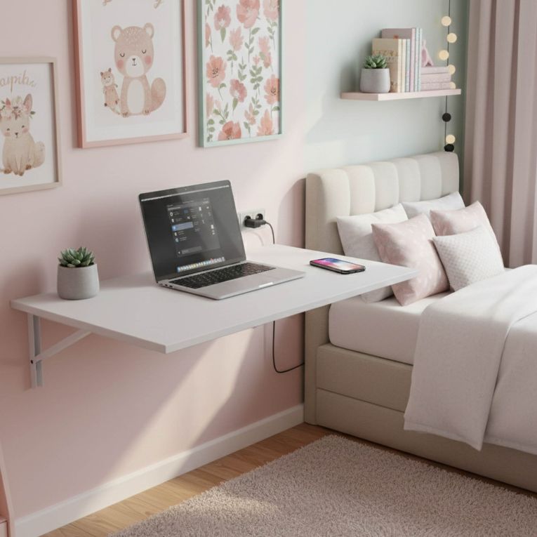 Tavolo a scomparsa Bianco un Posto Salvaspazio 78x50x21h cm, Forma Rettangolare - Grandate