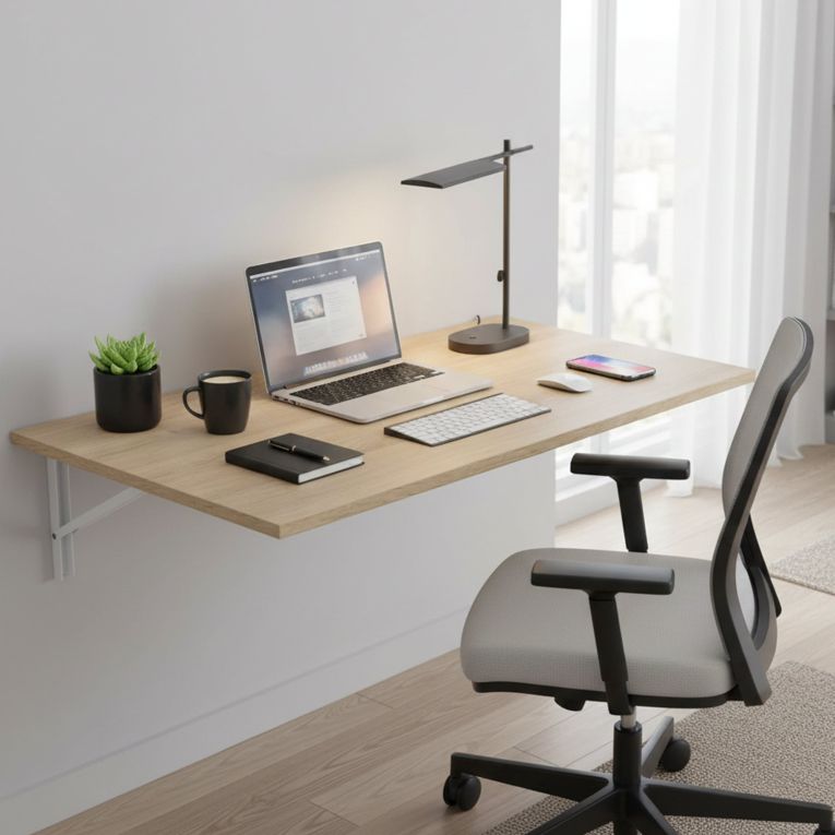 Tavolo a scomparsa Marrone Rovere Bianco un Posto Salvaspazio 78x50x21h cm, Forma Rettangolare - Grandate
